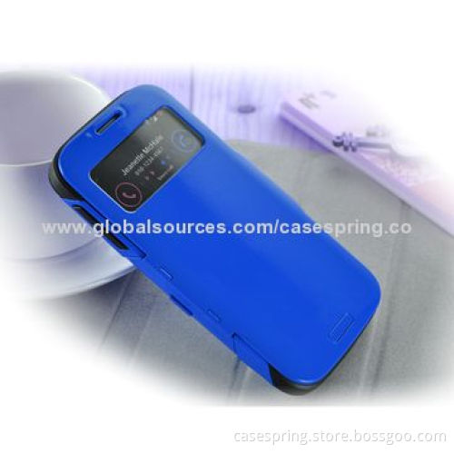 Wake-up Flip Leather Battery Case Cover for Samsung Galaxy S4, with Window Design